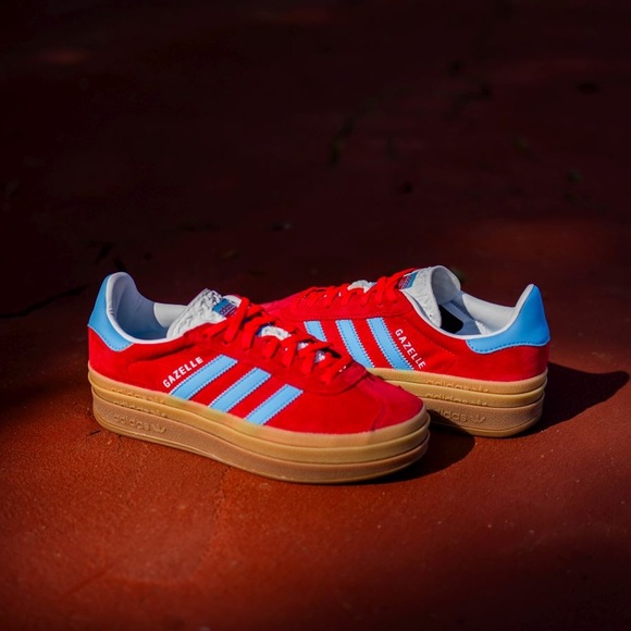 Adidas Women's Gazelle Bold Platform Shoes 'Res/Blue/Gum' Size 6-10 - Picture 8 of 11